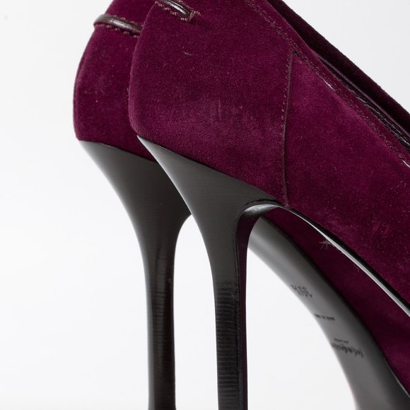 Saint Laurent Purple Suede Tribtoo Loafer Stiletto Platform Pumps - Picture 8 of 10
